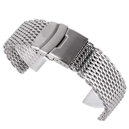 Uhrenarmband, 18/20/22 mm, Cooles Uhren-Mesh-Edelstahl-Armband, silbernes Armbanduhrenarmband, Ersatz + 2 Federstege von Generic