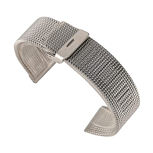 Uhrenarmband, 18/20/22 mm Mesh-Edelstahl-Uhrenarmband, Schwarz/Silber/Roségold, Hakenverschluss, Herrenuhr, Ersatzarmband von Generic