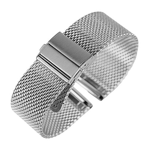 Uhrenarmband 18 mm/20 mm/22 mm Uhrenarmband Mesh Edelstahlarmband Faltschließe Uhren Ersatzarmband von Generic