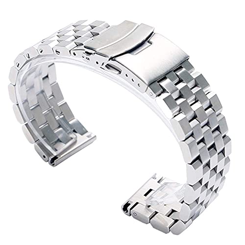 Uhrenarmband 22/20 mm Silber/Schwarz Edelstahl Uhrenarmband 24 mm Faltschließe Sicherheitsuhren Armband Armband Ersatz von Generic