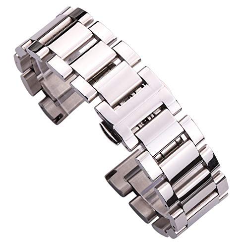 Uhrenarmband 316L Edelstahl Uhrenarmband Armband 18 mm 20 mm 22 mm Damen Damen Mode Silber poliert Armband Uhrenzubehör von Generic