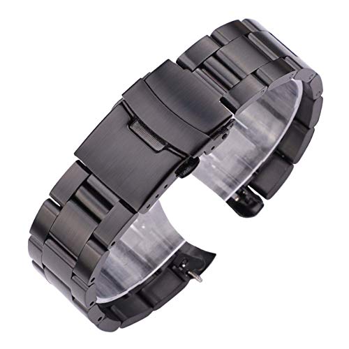 Uhrenarmband Edelstahl Armband Armband 20mm 22mm Herren Metall gebürstet gebogenes Ende Uhrenarmband Uhren Zubehör Armband von Generic