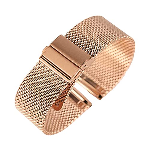 Uhrenarmband Schwarz/Silber/Roségold 18 mm/20 mm/22 mm Uhrenarmband Mesh Edelstahlarmband Faltschließe Uhren Ersatzarmband Armband von Generic