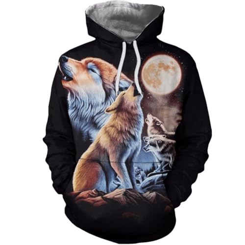 Unisex Hoodie Tier Wolf Kapuzenpullover Casual Wolf Hoodies Männer Hooded Animal Wolf Printed Sweatshirts Trainingsanzüge 3D Druck Pullover Langarm Sweatshirt S-6XL (Style 5#,5XL) von Generic