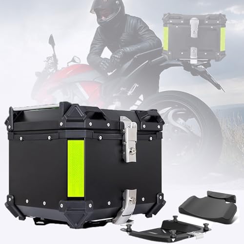 Universal Motorrad Kofferraum Top Box Motorrad-Heckkasten Koffer Motorrad Box wasserdichte Motorrad Top Box Mit Rückenlehne Und Sicherheitsschloss Für Lagerung Helm(Schwarz,36L) von Generic