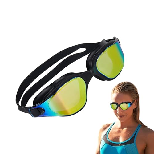 Verstellbare Schwimmbrille,weiche Schwimmbrille | Wasserdichte, galvanisierte Schutzbrille aus Silikon - Antibeschlag-Brille mit großem Rahmen für Wassersport, wasserdichte HD-Schwimmbrille von Generic