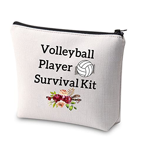 Volleyballspieler Survival-Kit Volleyball Make-up Tasche Volleyball Geschenk Volleyball Baseball Spieler Kosmetiktasche Reißverschluss Organisationstasche Volleyball Team Geschenk, beige, Kulturtasche von Generic