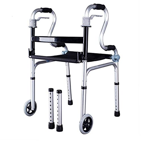 Walkable Walker Assisted Rehabilitation Training for The Elderly Disabled Four-Corner Aluminum Folding Wheel Frame Handrail 51cmx55cmx80cm Non-Slip Walking Stick with Hospital Walking Frame von Generic