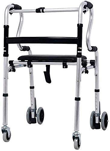 Walkersfor SeniorWheelchair Aluminium Walker Rehabilitation Training Walking Frame One-Button Folding, Portable Storage, with Seat Platewalking Frame Rollator Wa von Generic