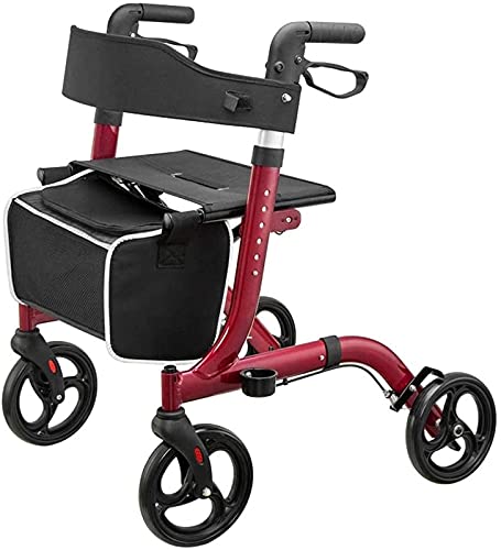 Walking aids Rollator-Walker für Senioren, zusammenklappbarer Gehhilfe für Erwachsene aus Aluminium, Gehhilfe für ältere Menschen mit Rädern und verstellbarem Sitzgriff Walking aids von Generic