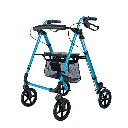 Walking aids Rollator für Senioren, Leichter, Verstellbarer Rollator aus Aluminium mit Sitz für ältere Erwachsene, Gehstabilisator mit Vier Rädern, Blau Walking aids von Generic