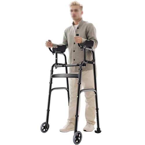 Walking aids Rollator mit Rädern und abnehmbaren Armlehnen, zusammenklappbarer Gehhilfe für Senioren, mobiler aufrechter Rollator Walking aids von Generic