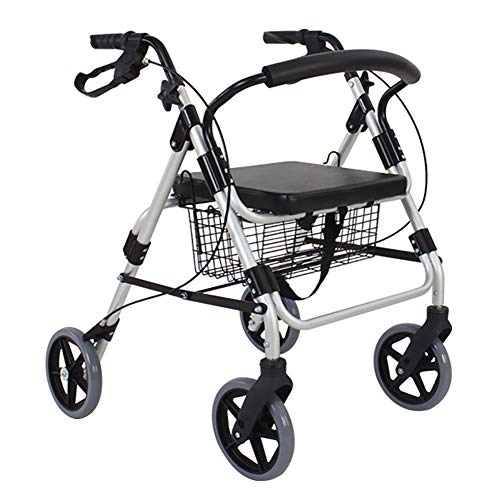 Walking aids Tragbarer Rollator für Senioren mit 8-Zoll-Rädern und Sitz, für jedes Gelände, Faltbarer, Leichter Gehhilfe für Erwachsene, Silber Walking aids von Generic