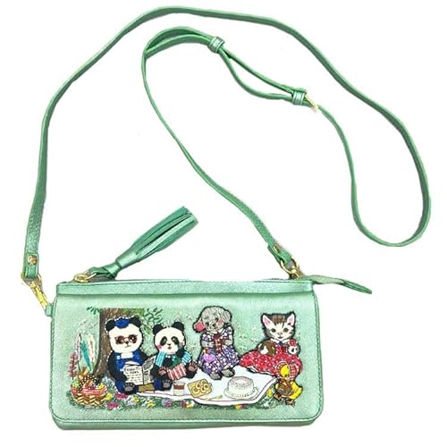 Wallet Pochette Picnic SHO3673 Tasche Geldbörse Umhängetasche Perlen Tasche Grün, Grün von Generic