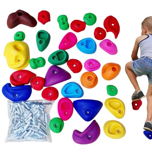 Wandset zum Klettern im Fels, Klettergriffe für Kinder, 32-teiliger Kletterständer für Kinder, buntes Zubehör für Laufställe, Spielset von Generic