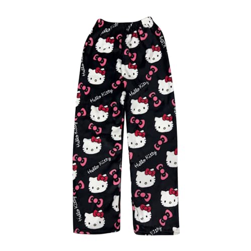 Hello Kἰtty Warehouse Deals Angebote, Schlafanzüge Für Damen Pyjama Damen Sommer Drucken Flanell Pyjamahose Casual Lounge Hose Weich Schlafanzughose Bequeme Anime Cartoon Pyjamas Christmas von Generic