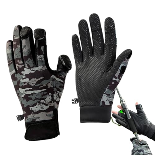 Warme Angelhandschuhe – Eisfischerhandschuhe, winterwarme Fleece-Fingerlose Handschuhe | Warme Handschuhe für kaltes Wetter, Touchscreen-Fliegenfischerhandschuhe, rutschfeste Handschuhe für die Jagd b von Generic