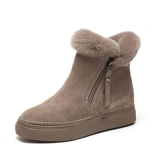 Warme und praktische Winterschuhe Damenschuhe Damen-Winterstiefeletten Damen-Schneestiefel mit beflockter Plattform und Reißverschluss Damen-Sneaker Lässige Flache Schuhe Damenschuhe von Generic