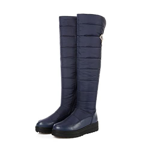 Warme und praktische Winterschuhe Damenschuhe Daunenwarme Schneestiefel Damen Plateau-Oberschenkelhohe Stiefel Damen Winterschuhe mit Reißverschluss Overknee-Stiefel von Generic