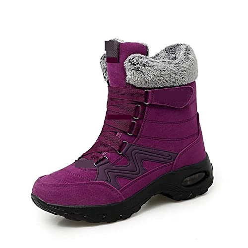 Warme und praktische Winterschuhe Motorradstiefel Winterleder-Damenstiefel Hochwertige warme Schneestiefel Bequeme Damen-Stiefeletten wasserdichte Outdoor-Sportschuhe. von Generic