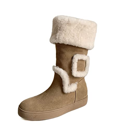 Warme und praktische Winterschuhe. Damenschuhe. Flache, warme Damen-Innenstiefel aus Kuhfell. Winter-Schneestiefel. rutschfeste Kurze Stiefel. Damenstiefel. Winter-Damenschuhe von Generic