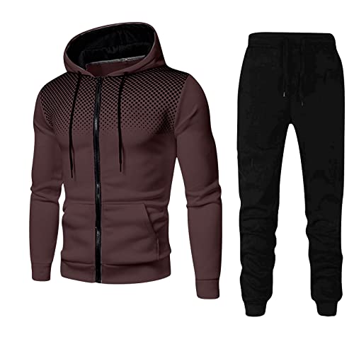 Warmer Jogginganzug Herren Winter Plüsch Trainingsanzug Herren Fleece Hausanzug Herren Winter Gefüttert Innen Mit Fell Kapuzenjacke Jogginghose Bekleidungsset 2-Teilig Herren Poly Suit Track Suit von Generic