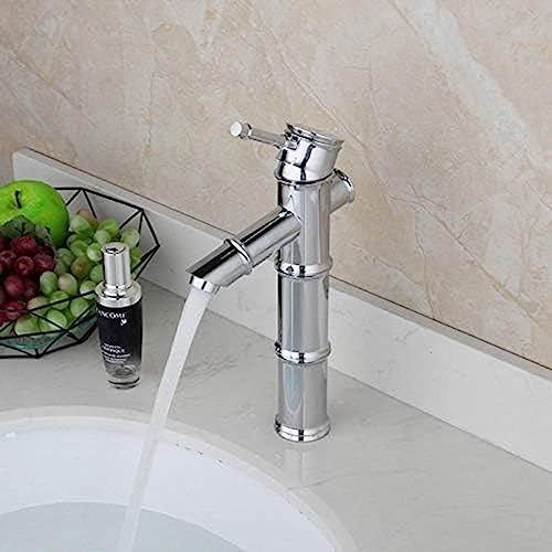 Waschbecken-Wasserhahn, mattierter Bambus-Wasserhahn, Chrom-Finish, Waschbecken-Wasserhahn, Einhand-Heiß- und Kaltwasserhahn von Generic