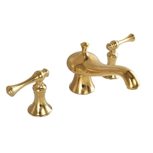 Waschtischmischer-Wasserhahn, 3-Loch-Badezimmer-Waschtischarmaturen, Gold-Badezimmer-Wasserhahn, antike Messing-Wasserhähne für Badezimmer-Waschbecken-Gold von Generic