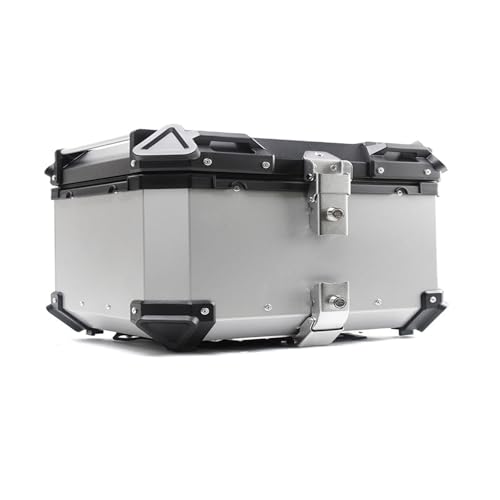 Wasserdicht Motorrad Top Box Universal Motorrad Heckkoffer Reisen Motorradkoffer Helm Aufbewahrungskoffer Motorrad-Heckkasten Aluminium-Topcase Motorrad Kofferraum(Silver,45L) von Generic