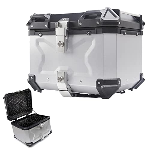 Wasserdichtes Topcase für Motorräder, Motorrad-Tour-Heckbox, Roller-Heckkoffer, Gepäckbox mit Sicherheitsschloss, Motorrad-Aufbewahrungskoffer mit Rückenkissen, Schwarz-65L von Generic