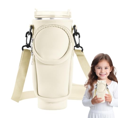 Wasserflasche Schlingentasche – Behälter mit Gurt und Handytasche – Outdoor-Erholung Trinkflasche Aufbewahrungstasche einstellbar für Wandern, Picknick, Wandern, beige, Refer to , Unisex von Generic