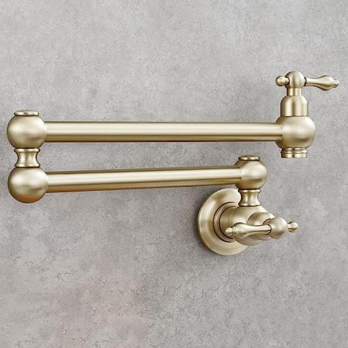 Wasserhahn Küche Wandmontage Kaltwasser Messing drehbar Waschbecken Wasserhahn Küche Wandmontage, Gold von Generic