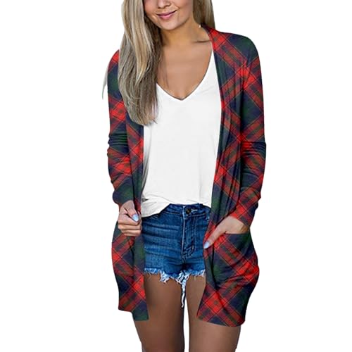 Weihnachten Damen Strickjacke Cardigan Damen Lang Grosse Grössen Langarm Open Front Weihnachtspullover Damen Strickjacke Mit Bunt Lustig Weihnachten Bedruckt Elegant Lose Rentier Weihnachten Jacke von Generic