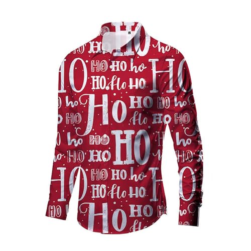 Hemd Herren Weihnachten, Lustig Weihnachts-Shirt, Langarm Button Up Umlegekragen Grosse Grössen Christmas Shirt Mit Christmas Lustigen Motiven Bequem Festliche Hemden Für Männer Zu Weihnachten von Generic