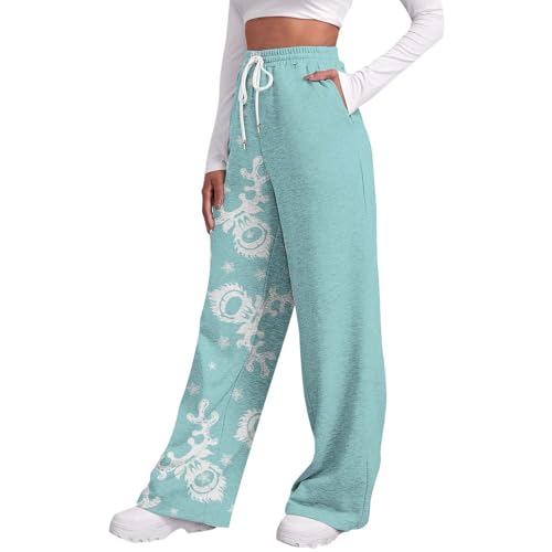 Weihnachts Hose Damen High Waist Jogginghose mit Cinch-Bottom und Taschen Weihnachten Bedruckte Baggy Lange Freizeithose Baumwolle Casual Sporthose Lose Winter Sweatpants Schwarze Leggings Damen von Generic