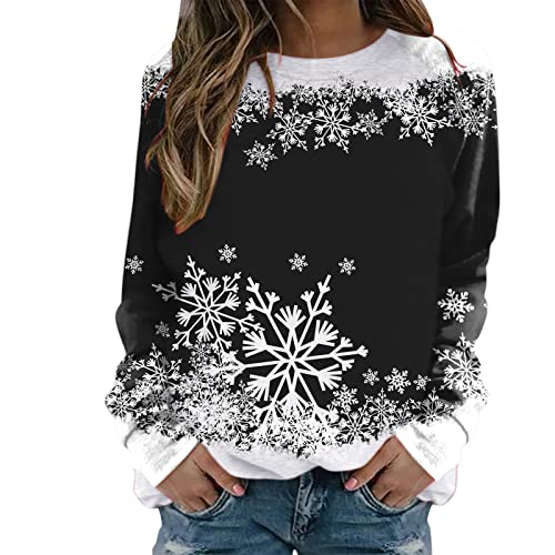 Weihnachts Sweatshirt Damen, Weihnachten Pullover, Lustig Weinglas Muster Christmas Sweater Weihnachtliche Langarm Basic-Sweatshirts Für Damen Oversize Rundhals Weihnachtspulli Damen Baumwolle von Generic