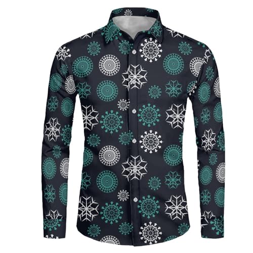 Weihnachtshemd Herren Weihnachts Hemd, Männer Weihnachten Hemd Christmas Shirt Weihnachtskostümtaste Lustig Weihnachtliche Motive Top Langarm Xmas Shirt Christmas Hemden von Generic