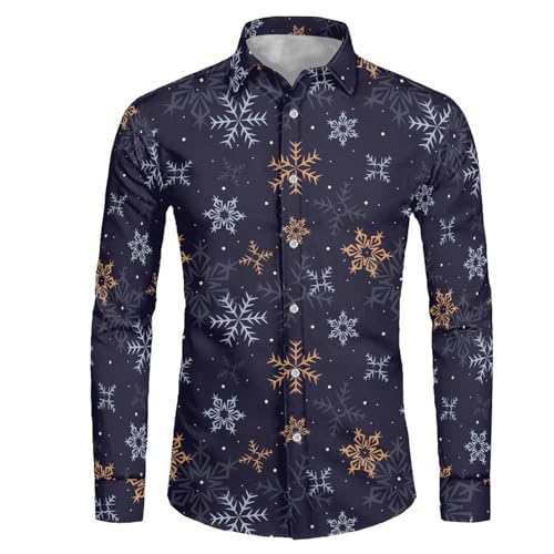 Weihnachtshemd Herren Weihnachtsshirt, Funky Hawaiihemd Herren Button Up Funky Klassisch Regular Fit Freizeithemd Weihnachtskostüm Motive Top Weihnachtsmann Button Down Christmas Freizeithemd von Generic