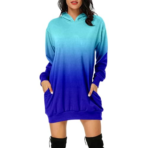 Weihnachtskleid Damen Lustig, Hoodie Kleid Damen Weihnachts Mit Taschen, Weihnachten Pullover Damen Lang Sweatshirt Kleid Damen Mit Christmas Klassiker Bedruckt Weihnachten Damen Bekleidung von Generic