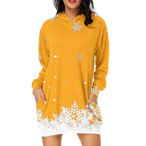 Weihnachtskleid Damen Lustig, Sweatshirt Kleid Damen Mit Taschen, Hoodiekleider Damen Weihnachts Damen Weihnachtspullover Lang Mit Klassiker Muster Festliches Kleid Damen Weihnachten Kleidung von Generic