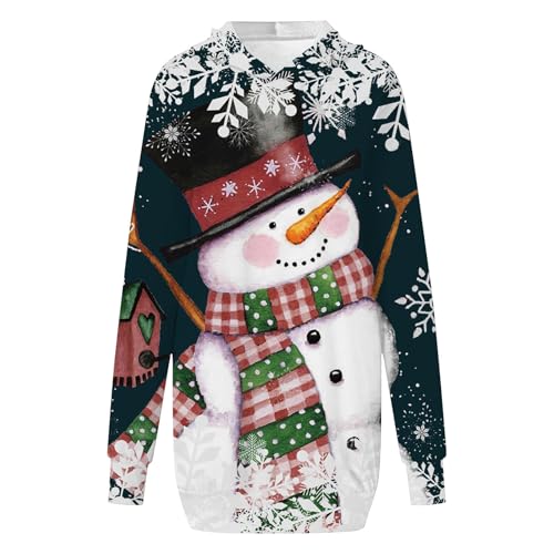 Weihnachtskleider Damen Baumwolle, Christmas Hoodie Damen Lang Mit Taschen, Weihnachtspullover Kleider Damen Sweatshirt Kleid Damen Weihnachten Damen Bekleidung Mit Christmas Klassiker Bedruckt von Generic