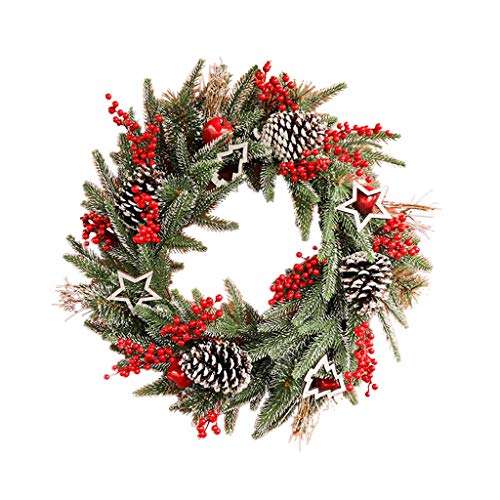 Weihnachtskranz für die Haustür, Tannenzapfen, Beeren, Ornamente, Weihnachtsdekoration für Kamin, Fensterrahmen, Girlande, Ornament, künstliche Weihnachtskränze, 50 cm von Generic