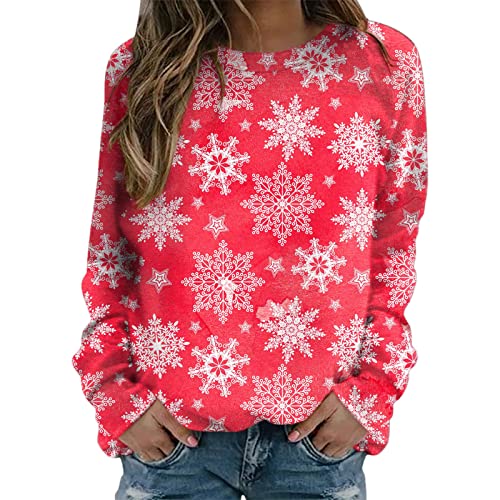 Weihnachtspulli Damen, Lustig Weinglas Muster Christmas Sweater Weihnachtliche Langarm Basic-Sweatshirts Für Damen Oversize Rundhals Sweatshirt Damen Weihnachten, Weihnachtspulli Teenager Mädchen Tops von Generic