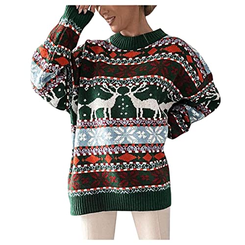 Weihnachtspullover Damen, Fleecepullover Damen Weiches, Langarm Wollpullover Rentier Weihnachtsbaum Muster Strickpullover Fauler Stil Weihnachts Oberteile Weihnachts Oberteile Für Frauen von Generic