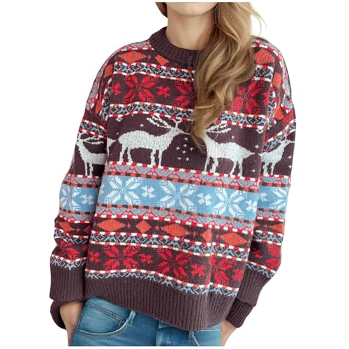 Weihnachtspullover Damen Große Größen Weihnachtspulli Damen Baumwolle Lustig Hässliche Pulli Strickpullover Ugly Weihnachtspulli Mit Weihnachtlichen Motiven Weihnachten Outfit Damen von Generic