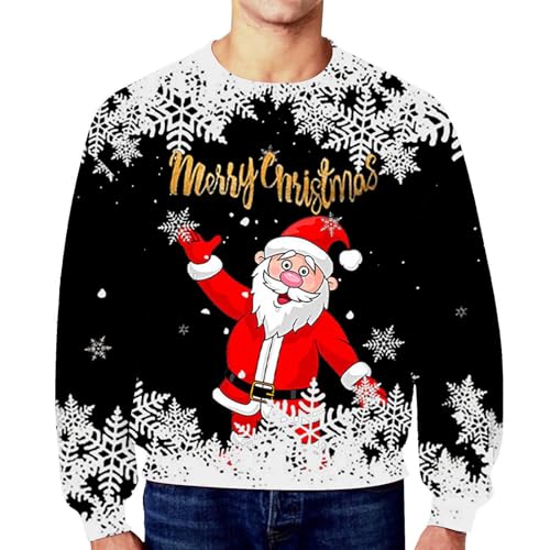 Weihnachtspullover Herren Hässliche Weihnachtspullover Große Größen Rundhals Langarm Lustig Christmas Strickpullover Herren Mit Weihnachts Ugly Muster Classic Weihnachts-Sweatshirt Für Herren von Generic