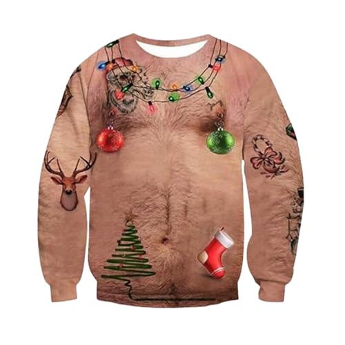 Weihnachtspullover Herren Lustig Weihnachts Sweatshirt Langarm Weihnachten Pullover mit Hässliche Weihnachtsmotive Freizeit Locker Christmas Sweater Ugly Weihnachtspulli für Männer von Generic