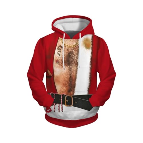 Weihnachtspullover Mit Kapuze Weihnachtpulli Herren Lustig Ugly Christmas Sweater 3D Hässliche Weihnachtspullover Weihnachtspulli Rentier Sweatshirt Mit Kapuze Paare Kapuzenpulli von Generic