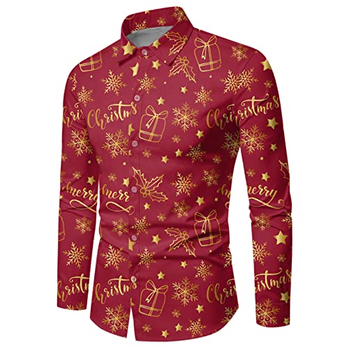 Weihnachtsshirt Herren,Weihnachtskleidung Herren Lustige Weihnachtsmann Kostüm Freizeithemd Männer Weihnachtsshirt Slim Fit Weihnachts-Shirt Hawaiihemd Xmas Hemden Christmas Freizeithemd Herrenhemden von Generic