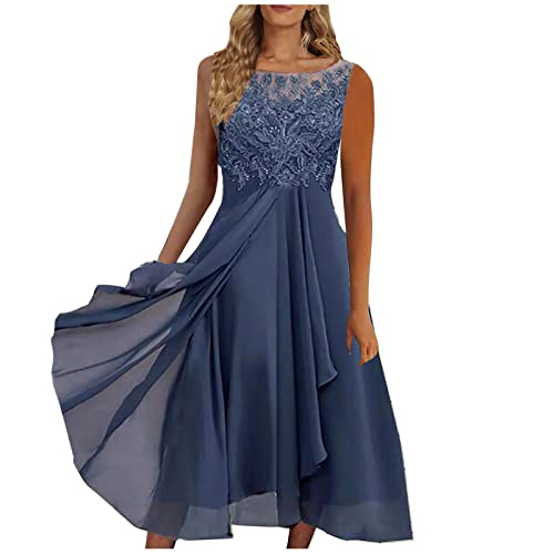 Weißes Kleid Damen Kleid Winter Damen Pullover Kleid Sexy Kleid Damen Spitze Patchwork Chiffon Ärmellos A-Linie Kleider Hohe Taille V-Ausschnitt Abendkleid Ballkleid Hochzeitskleid von Generic